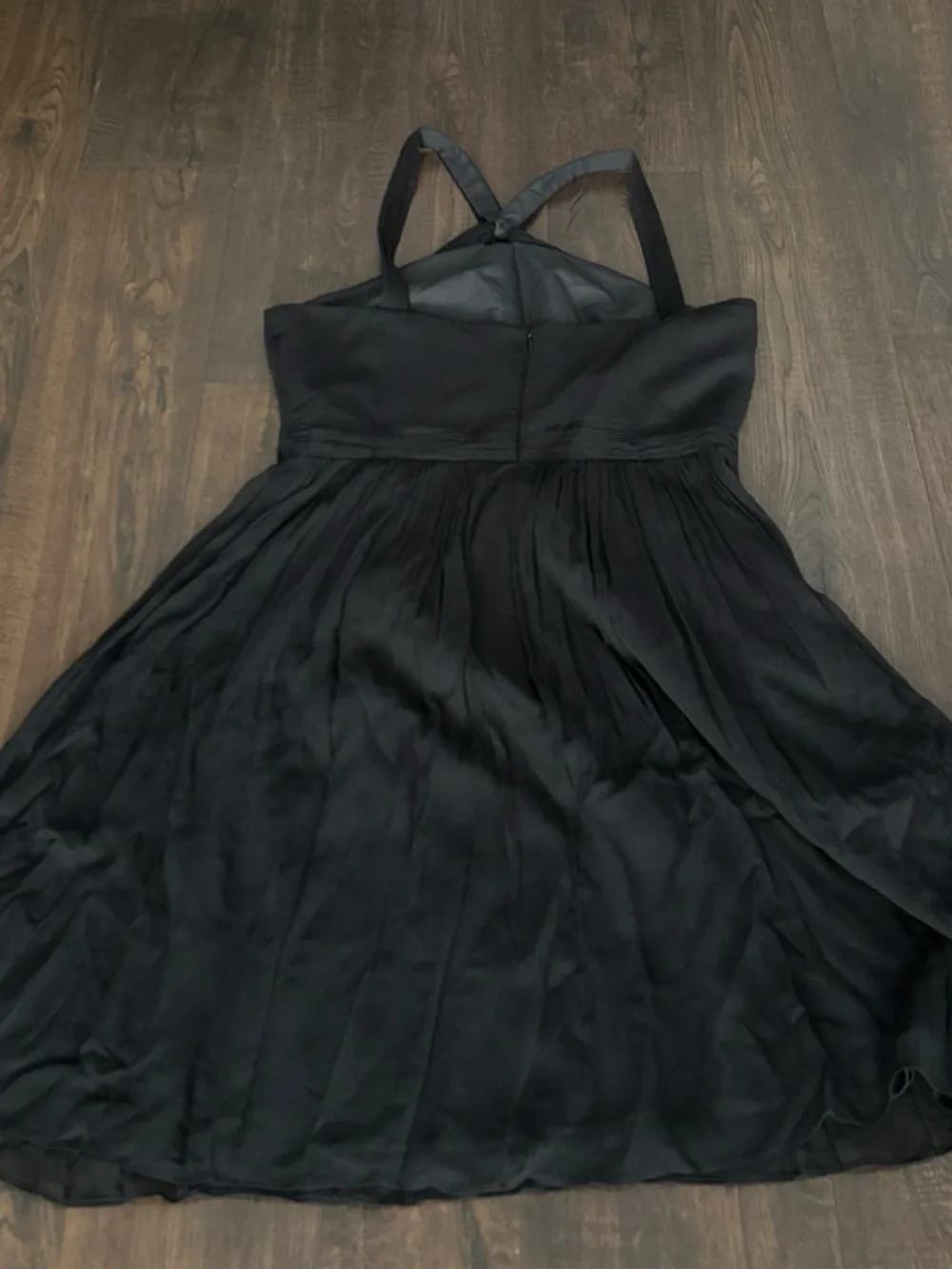 J Crew Silk Black Pleated Halter Cocktail Dress